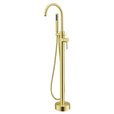 Imagem de Torneira para banheira Artiqua Freestanding com alça única e chuveiro portátil, Brushed Gold