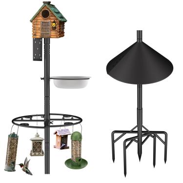 Imagem de Suporte para alimentador de pássaros, poste doméstico de 95 polegadas para estação meteorológica ao ar livre, kit de montagem de metal resistente, conjunto de alimentador de pássaros multifuncional