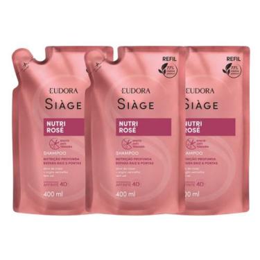 Imagem de Kit 3 Refil de Shampoo Nutri Rosé Nutrição Raiz e Pontas 400ml Eudora 