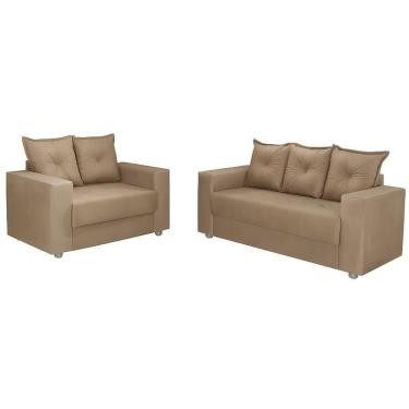 Imagem de Conjunto Sofá 2 E 3 Lugares Palermo Veludo Cappuccino