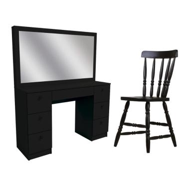 Imagem de Penteadeira Ditália 7 Gavetas Com Cadeira Pe-80 Preto