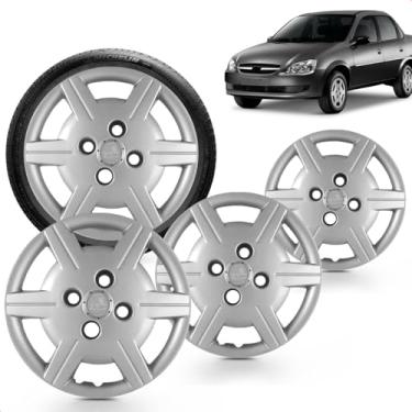 Imagem de Kit 4 Calotas Corsa Classic 11 A 15 Aro 13 Prata Cubo Baixo Grid