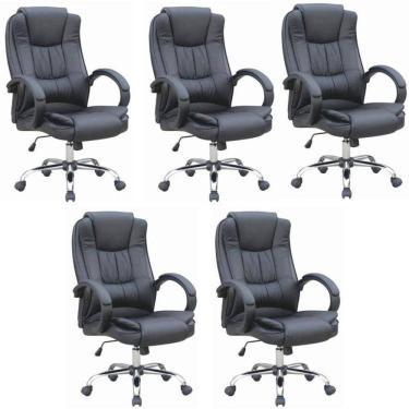 Imagem de Kit 5 Cadeiras para Escritório Presidente Master Soft Preto