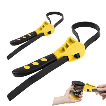 Imagem de wuyaoyao 2 peças de chave de encanamento, chave de borracha ajustável, filtros de óleo de 58 cm e 40 cm, chaves automotivas para filtro de água, encanamento, pia (amarelo, pequeno + grande)