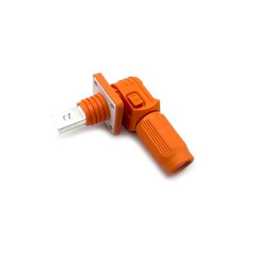 Imagem de 1 conjunto de conector de armazenamento de energia da bateria, conectores de alta corrente 200A terminal de plugue rápido laranja plugue e soquete de ângulo reto IP67 adaptador de alimentação à prova