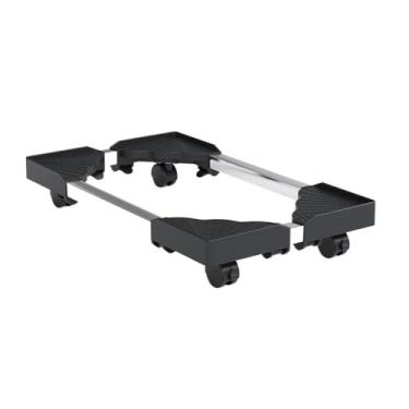 Imagem de Suporte de CPU móvel ajustável para torre de PC com 4 rodas giratórias, suporte de capa de PC móvel para a maioria dos PCs sob mesa de escritório doméstico (preto)