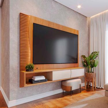 Imagem de Painel para TV até 65 Polegadas Egeu com LED 2 Portas Freijó e Off White