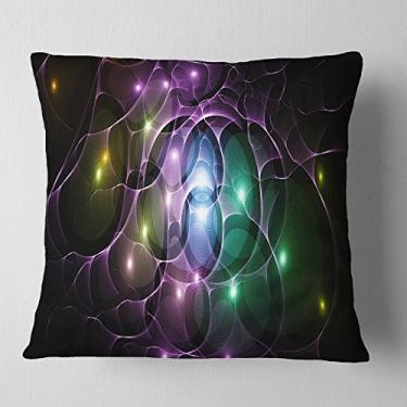 Imagem de Designart Manta abstrata multicolorida com círculos espaciais fractais para sala de estar, sofá, enchimento de almofada + capa de almofada impressa em ambos os lados 45,72 x 45,72 cm