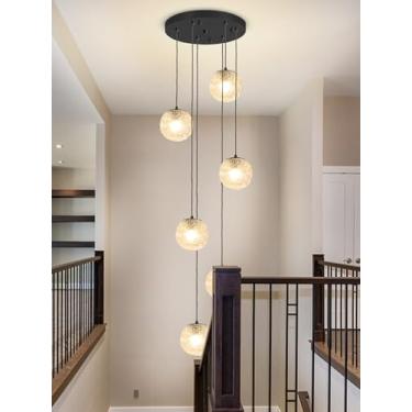 Imagem de ABTTOL Globo de Luz Pendente 6 Luzes Ouro Preto Moderno Globo Pendurado Lustres Luz Pingente de Vidro Iluminação para Sala de Jantar Sala de Estar Quarto Foyer