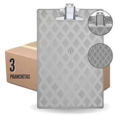 Imagem de Prancheta deAcrílico Fumê Kit 3un Ofício Prendedor Metal Resistente pa