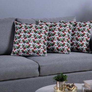 Imagem de Kit Capa Para Almofada Estampada Natalina 45cm x 45cm Com Zíper 04 Peç