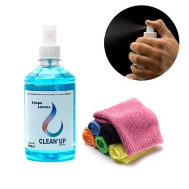 Imagem de Kit Limpa Lentes Óculos Tela Tv Celular Notebook com 1 Spray 500ml + 6