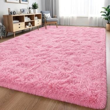 Imagem de Tapete para quarto 2,00 m x 2,50 m - Tapete com pêlo de 4 cm, macio e antiderrapante, adequado para salas de estar e quartos (Rosa bebê)