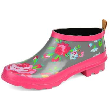 Imagem de Bota de chuva feminina Journee Collection, Impermeável Borracha, Cinza floral, 8.5