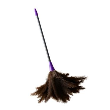 Imagem de Espanador de Pó Longo 95cm (Nomo 60) – Penas de Avestruz Macias, Cabo Prateado com Detalhe Lilás