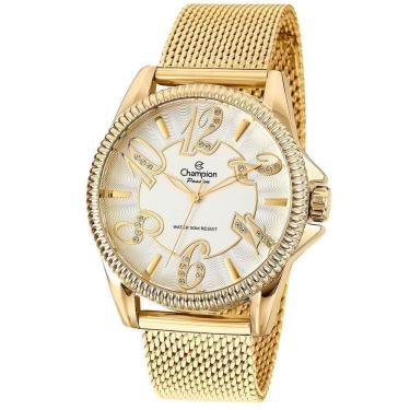 Imagem de Relógio CHAMPION feminino analógico dourado branco CN27358M