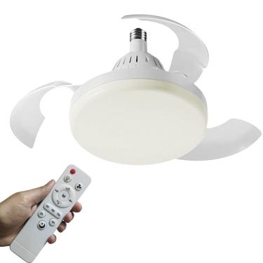 Imagem de Ventilador Teto Retratil Luminaria Lampada Led 3 Em 1 Dimerizavel Controle Remoto Ajustavel Vento Calor Sol Verao