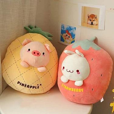 Imagem de 18" Bunny Plush Pillow Cute Strawberry Stuffed Animal Kawa - HUOGUO