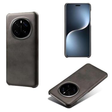 Imagem de Capa para Honor Magic7 PRO,Proteção contra quedas,Casca de volta de cor sólida simples,Design de couro de imitação de plástico-Black