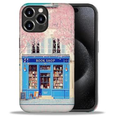 Imagem de DAIZAG Capa para iPhone 16 Pro, charmosa livraria azul rosa design de corpo inteiro híbrido proteção dupla TPU macio PC rígido à prova de choque resistente a arranhões capa de telefone para homens e