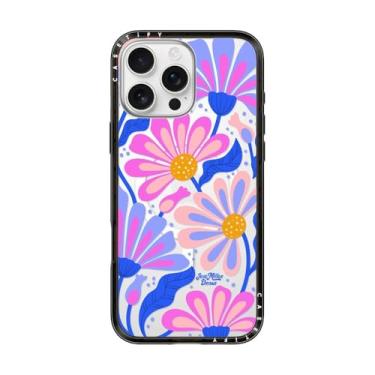 Imagem de CASETiFY Capa compacta para iPhone 16 Pro Max [fina e elegante/compatível com Magsafe/1,2 m. Proteção contra quedas de nível militar] - Margarida mística - Preto transparente