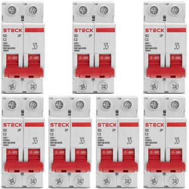 Imagem de Kit 7 Disjuntor Steck 32A Curva C SDD62C32 2 polos 3ka