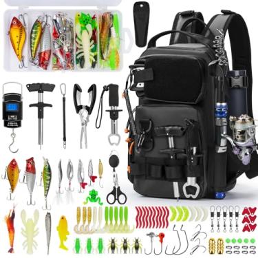 Imagem de THKFISH Mochila de pesca com suporte de vara, kit de ferramentas de pesca, bolsa resistente à água com kit de iscas de pesca, caixa de equipamentos de pesca e conjunto de alicates para homens e