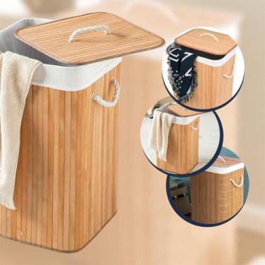 Imagem de Cesto de Roupas Grande de Bambu Lavanderia Organizador de Brinquedos 7