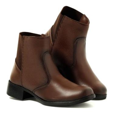 Imagem de Bota Feminina Salto Grosso Trabalho Confortável Macia Leve Preta Marro