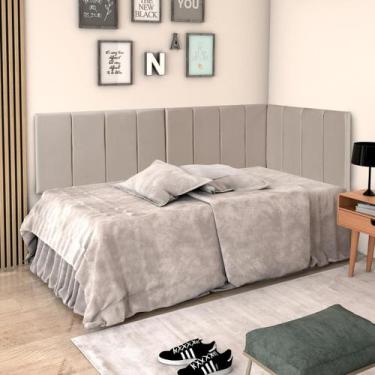 Imagem de Cabeceira Cama Box Solteiro 90 cm Estofada com Proteção Lateral Suspen