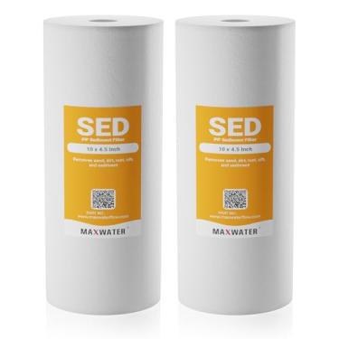 Imagem de Max Water Cartucho de filtro de água de 1 mícron 10 x 4,5 para toda a casa compatível com DGD-5005, AP810, WFHD13001B, pacote com 2