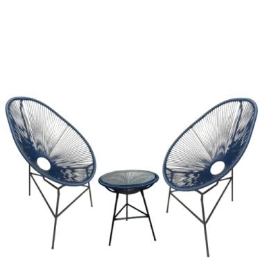 Imagem de Kit 2 Cadeiras E Mesinha Fibra Sintética Varandas Gourmet Interna Externa Escolha a Cor (Azul Marinho)