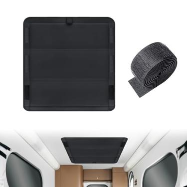 Imagem de Isolador de capa de claraboia para trailer, tecido blackout preto 40,6 x 40,6 cm, capas de ventilação para telhado, acessórios de campista, proteção contra raios UV, tecido Oxford espesso à prova