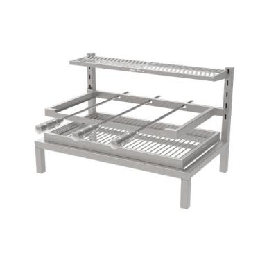 Imagem de Churrasqueira De Inox Com porta Para Alvenaria 74X45 Grelha Uruguaia e