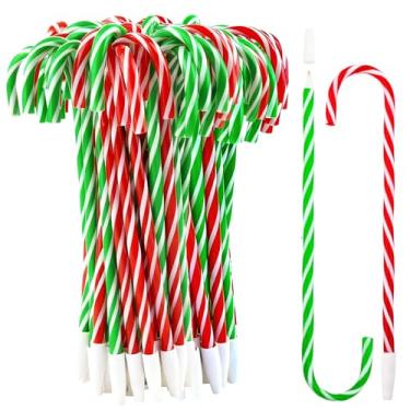 Imagem de Coopay 144 canetas de bengala doce de Natal com tinta preta para Natal, Natal, Ano Novo, decoração de casa, presente de festa, 18 cm (listras vermelhas, brancas e verdes e brancas)