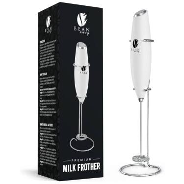 Imagem de Bean Envy Espumador Elétrico de Leite em Aço Inoxidável a Bateria com Suporte, Branco