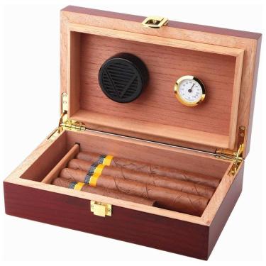 Imagem de Umidor de Charuto de Madeira Artesanal Bald Eagle com Capacidade para 1020 Charutos, de Mesa com Higrômetro e Umidificador