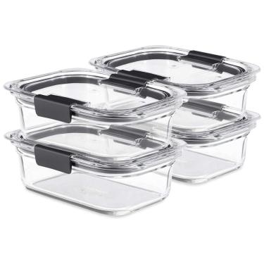 Imagem de Potes para Alimentos Vidro, 800 mL, Retangular, 4 Unidades, RUBBERMAID 2118319, Preto