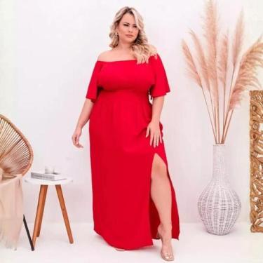 Imagem de Vestido Feminino Longo Plus Size Viscolinho Festa Passeio Casamento Ma