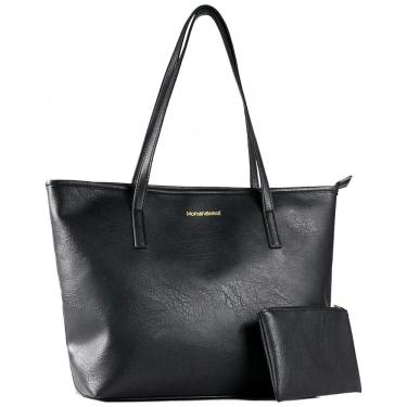 Imagem de Bolsa de Ombro Feminina em Couro Sintético com Carteira, Montana, Preto