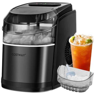 Imagem de Máquina de Gelo até 12 kg em 24H Portátil com Colher e Cesta de Gelo, 110V, COSTWAY, Preta