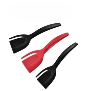 Imagem de Kit 3 em 1: Espátula de Silicone Multiuso com Pinça Culinária e Raspador de Nylon - Utensílios para Cozinha Profissional para Tapioca, Bife, Panquecas e Mais!(3)