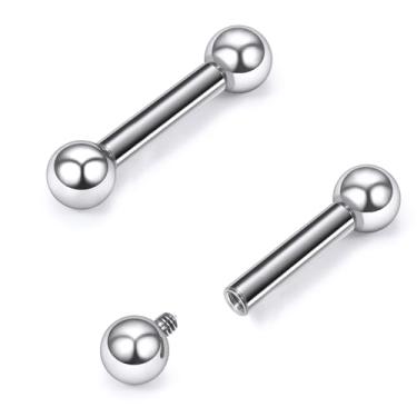 Imagem de Gnznzko 16G-2G Astm F136 titânio roscado internamente mamilo língua anéis piercing joia reta industrial brinco barra G23 titânio mamilo língua bar piercing jóias para mulheres homens 12 mm - 40 mm,