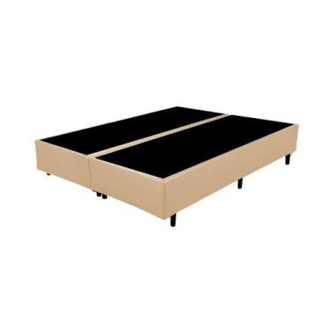 Imagem de Base Cama Box Casal Bipartido Bege Sintetico 40x138x188 - Santo Box FR