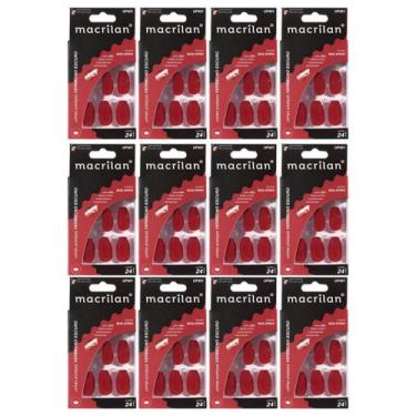 Imagem de Kit 12 Unhas Postiças Bailarina Vermelho Escuro UP401 - Macrilan