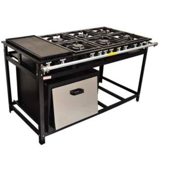 Imagem de Fogão Industrial 6 Bocas com Chapa QS/QD P7 com Forno Leona