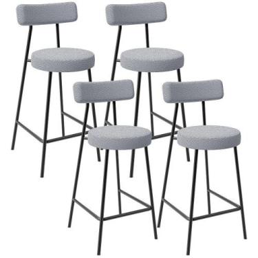 Imagem de Kit 04 Banquetas Baixa Para Cozinha Sala De Jantar Bar Bancada Milão L