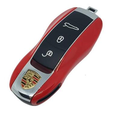 Imagem de Capa Chave Porsche L+S Vermelho com Cromado Cayenne 911 - Veon