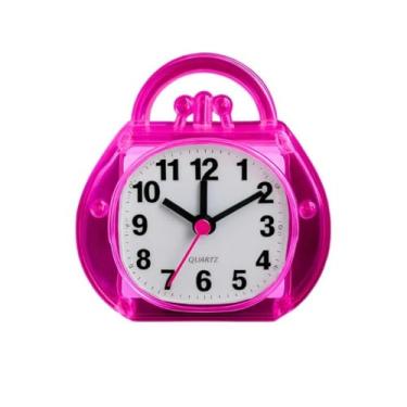 Imagem de Relógio de Mesa Despertador Analógico Quartz Alarme de Cabeceira Despertador de Mesa para Quarto e Escritório | Relógio com Alarme Ajustável e Design Moderno (Rosa C)