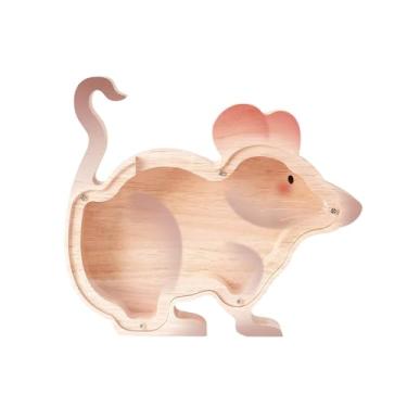 Imagem de Cofrinho de madeira para crianças, cofrinho de dinheiro, cofrinho inquebrável, cofrinho infantil seguro com adesivos, presentes de batismo de aniversário para meninas e meninos